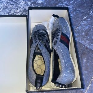 Gucci glitter web studded sneakers